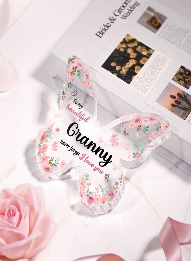 GiftyTrove Unique Granny Gifts, 5x3.8x0.5 Inch Butterfly-Shaped Acrylic Plaque Decor, Mothers Day Grandparent Day Birthday Christmas Gift for Granny - Image 2
